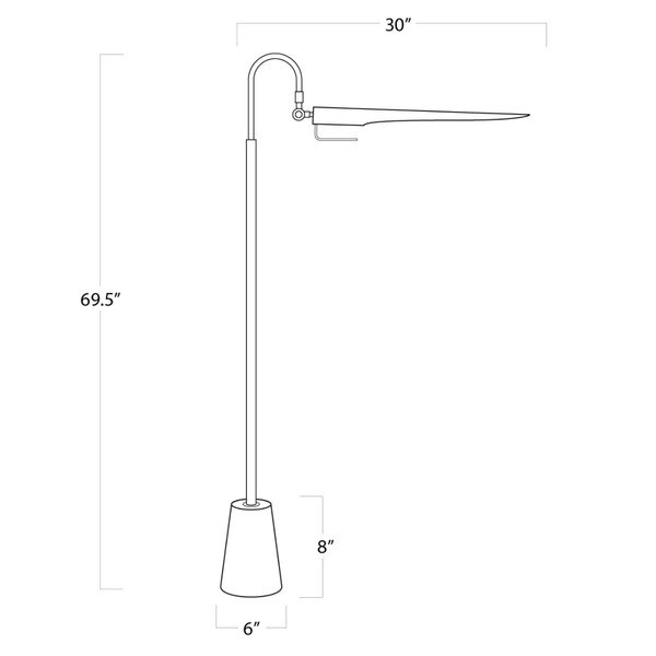 Raven Floor Lamp (Natural Brass) - Open Box Line Drawing